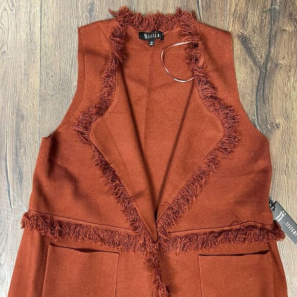 NEW Sisters Rust Fringe Long Sweater Vest RTL $98 Size Large - Picture 2 of 5